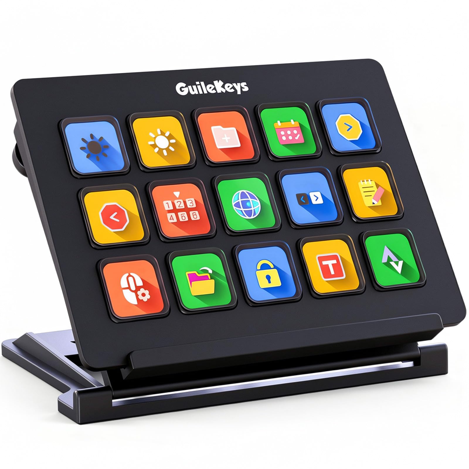 GuileKeys Stream Controller Deck with 15 Macro Keys,Streaming Keyboard with Trigger Actions in OBS/Twitch/YouTube/Streamlabs/Discord/Zoom, Studio Controller Compatible with Mac/PC