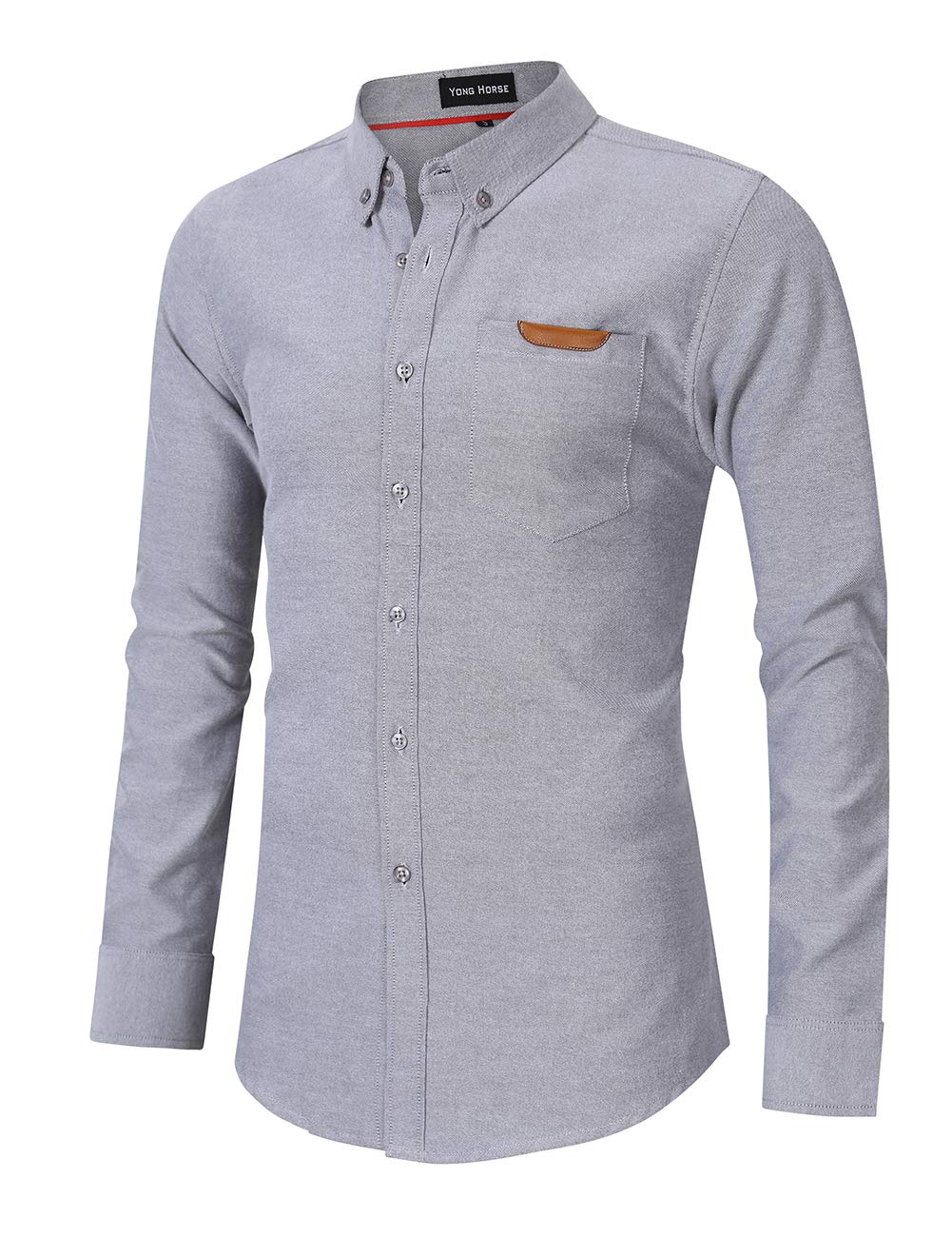 Men\'s Casual Slim Fit Button Down Dress Shirt Long Sleeve Solid Oxford Shirts (XX-Large, Grey)