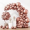 RUBFAC 129pcs Rose Gold Balloons Different Sizes 18 12 10 5 Inches, Latex Balloon Garland Arch Kit for Birthday Party Valentine's Day Baby Shower Graduation Wedding Holiday Decoration