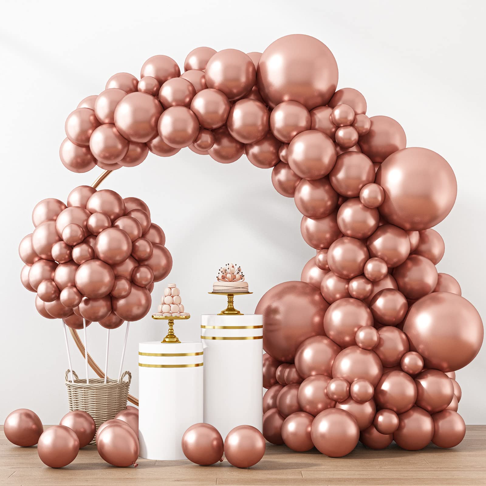 RUBFAC 129pcs Rose Gold Balloons Latex Balloons