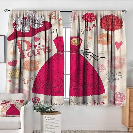 Amazon Com Girls Curtain Rods Retro Fashion Elements Outfit 42