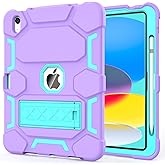 CCMAO Case for iPad A16 11th Generation (2025) 11 Inch / 10th Generation (2022) 10.9 Inch, with Kickstand and Pencil Holder, Fully-Body Rugged Heavy Duty Shockproof Protective Case, Purple+Green