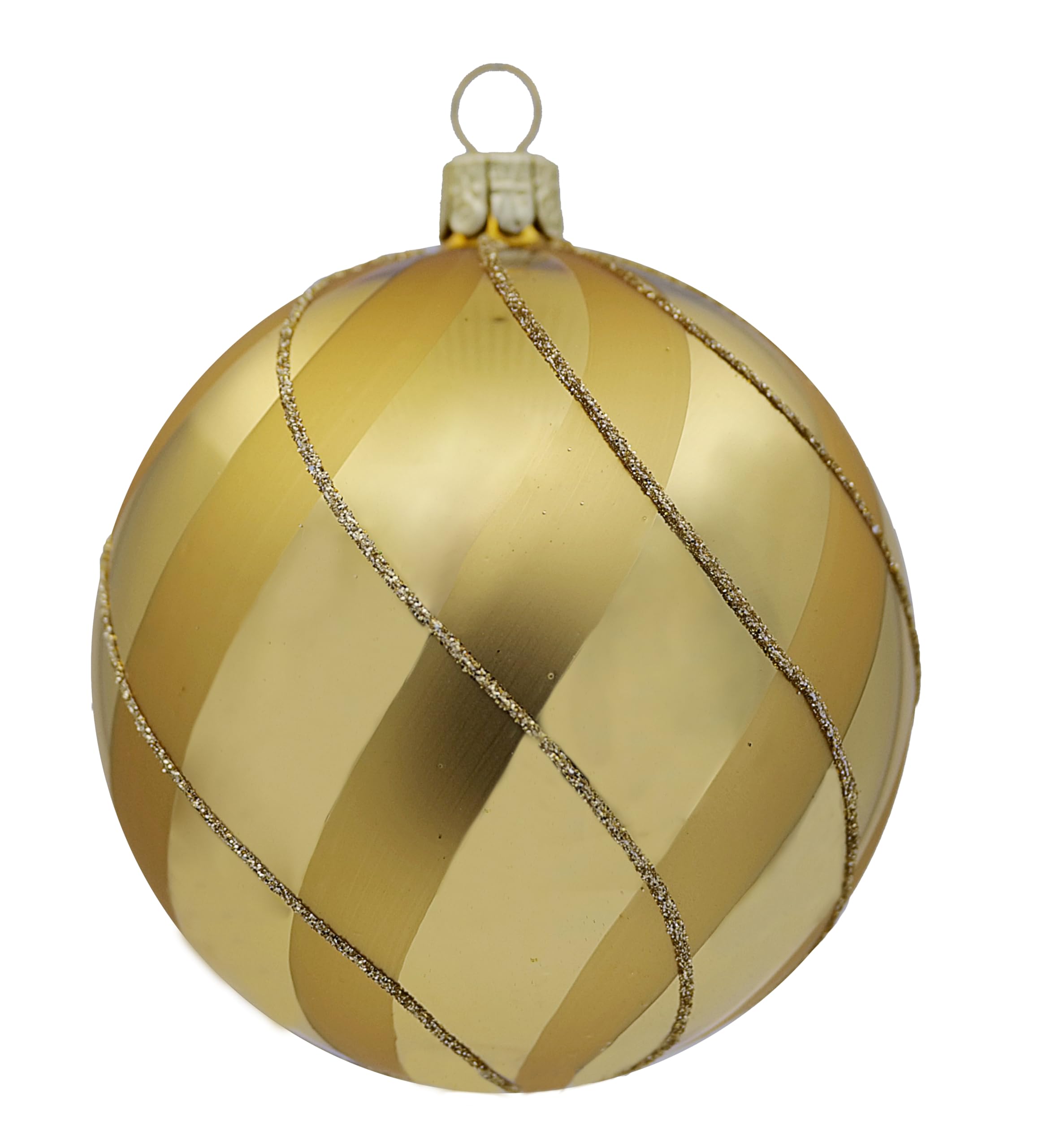 Set of 6 Baubles (Diameter 8 cm) Hand-Blown and Decorated Glass Baubles for Christmas Tree Decoration