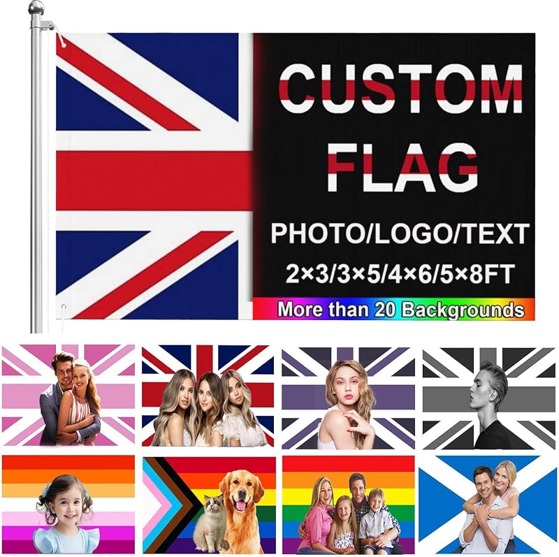 YRH Custom Flag Banner 2x3 to 5x8ft Personalize Photo Text Double Sided