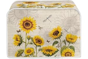 Pzuqiu Dragonfly Sunflower Toaster Appliance Dust Proof Cover Stain Resistant Kitchen Organizer Anti Fingerprint Broiler Cover Case Stylish Toaster Cover