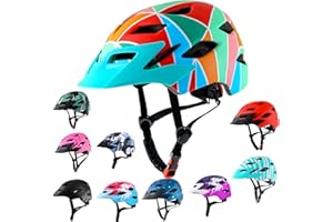 Bavilk Kids Bike Helmet Child Youth Adjustable Multi-Sport Bicycle Cycling Scooter LED Light Detachable Visor Girls Boys