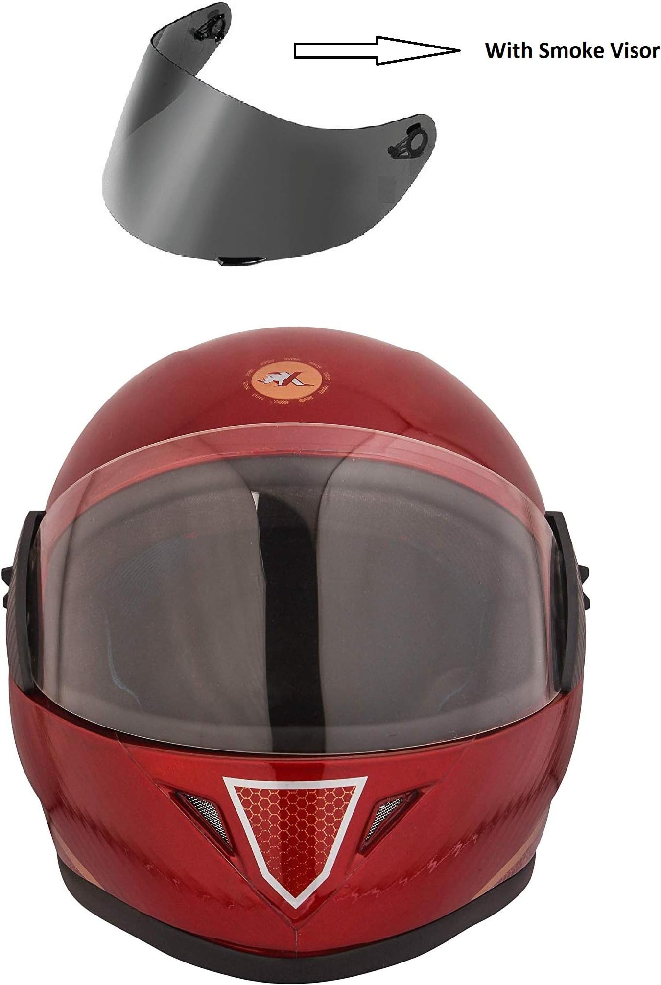 STARVIN RHHYN@X FULL FACE HELMET || RED COLOR || Medium Size || ISI APPROVED || WITH HYDROGRAPHICS || Unbreakable PC Smoke Visor with Double Layer Silicon Hardcore Coating || Scratch Resistant || MODEL- JETTY