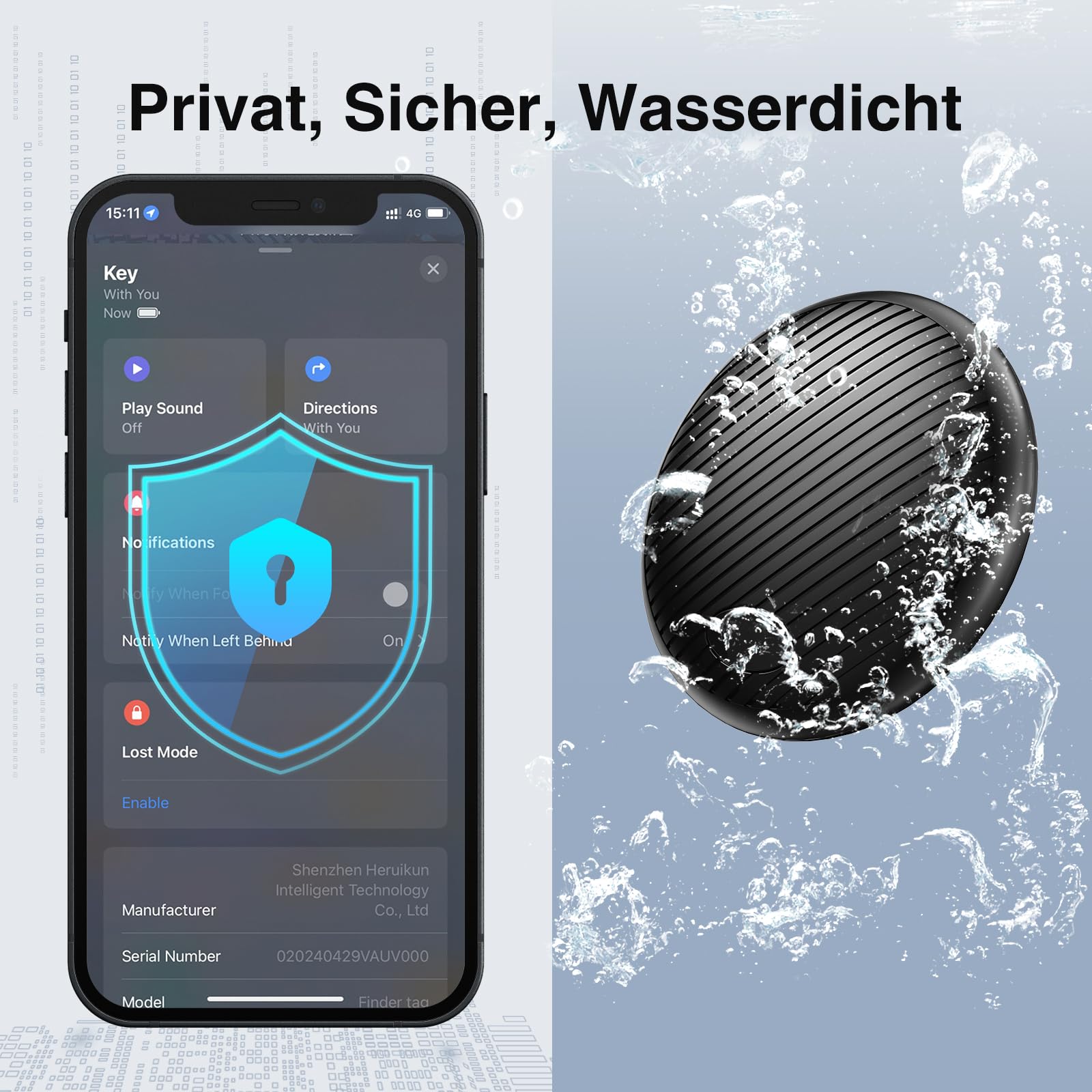 GPS Tracker - 2er Pack Smart Tracker Tags mit Apple Wo ist? (iOS NUR) mit Schutzhülle, Wasserdichter Gegenstandssucher, 100 dB Lautstärke, Bluetooth-Schlüsselfinder für Gepäck, Koffer 6