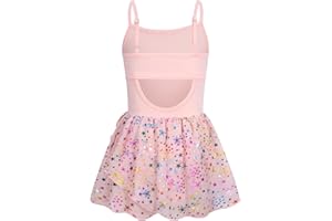 Vieille Toddler Girls Dance Leotards Hollow Back Ballet Leotard for Girls Camisole Dance Dress with Tutu Skirt 3-8T