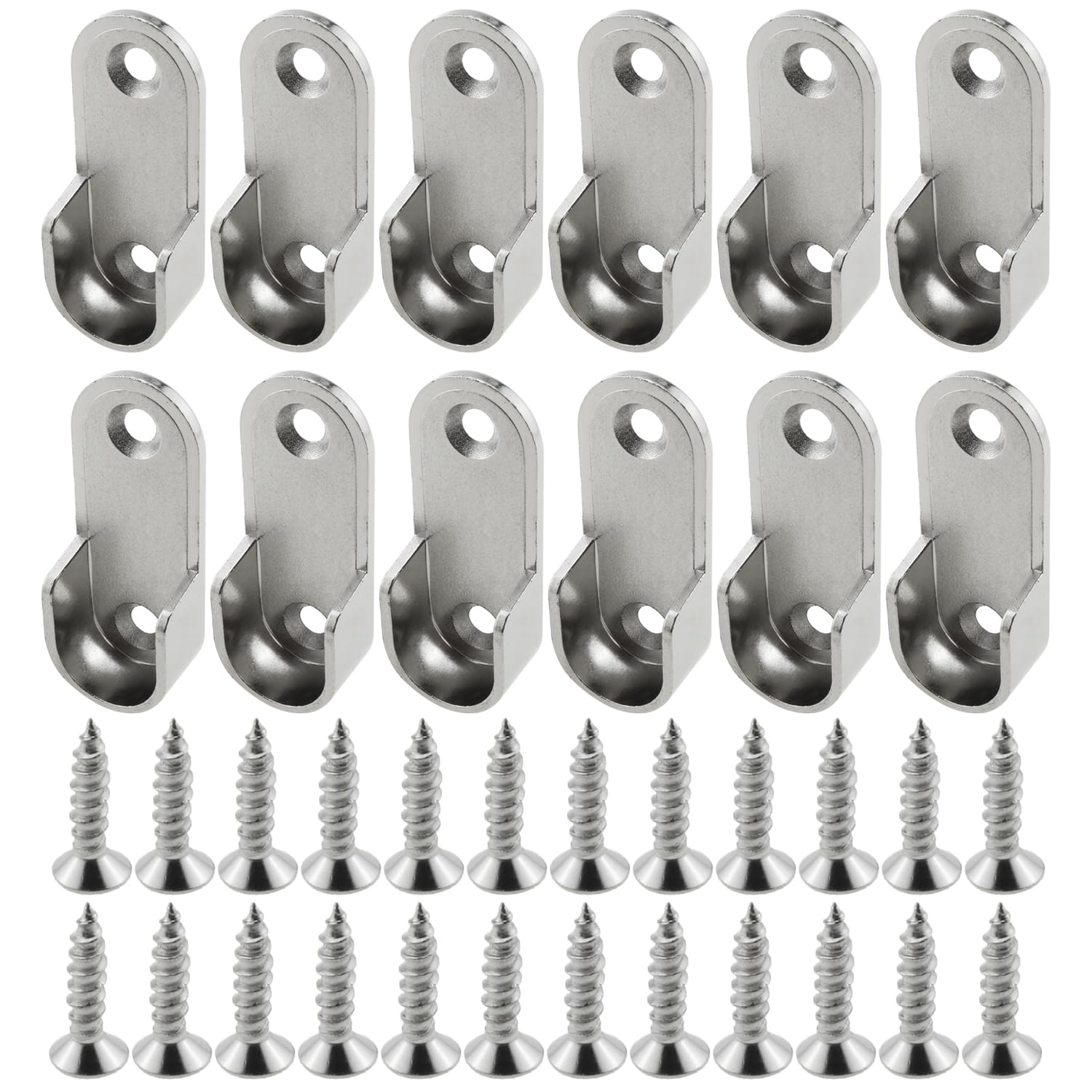 Photo 1 of Heyous 12PCS Oval Closet Rod End Supports Flanges Socket with Mounting Screws, Silver