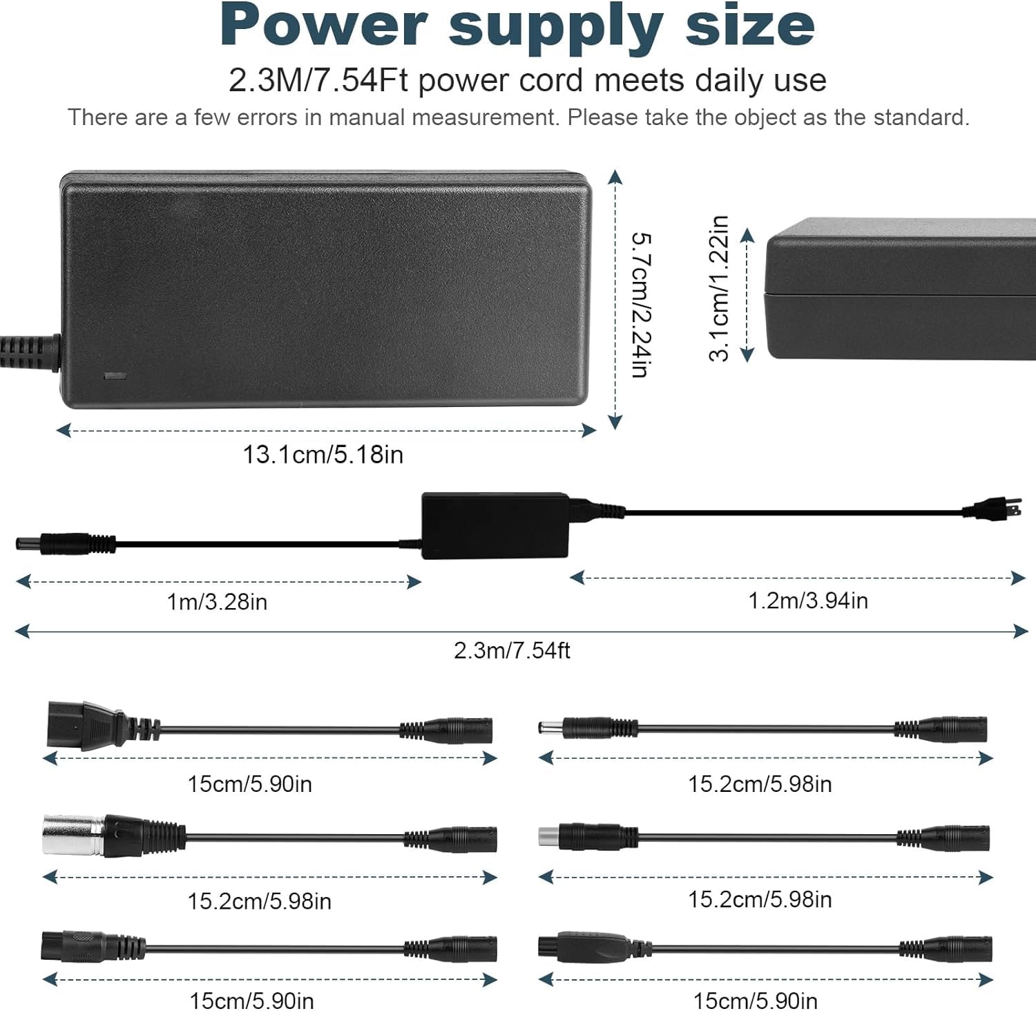42V 2A Charger with 7 Plugs Connections, for Razor/Jetson/Voyage, gotrax, ninebot Charger for 36V 10S Li-ion Battery