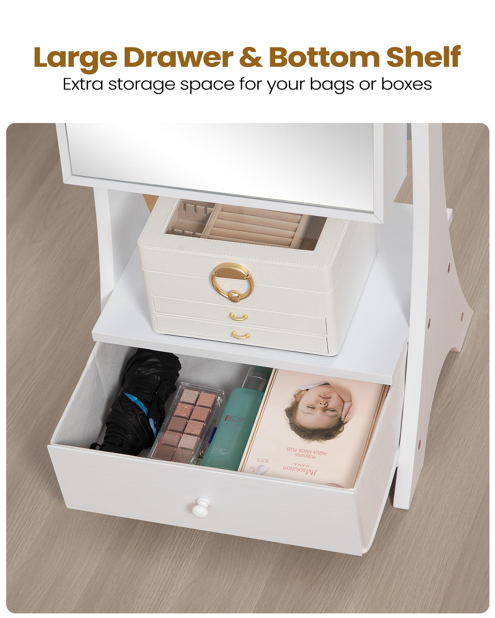 Hzuaneri 8 LEDs Jewelry Cabinet, 42.5