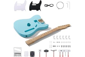 Leo Jaymz DIY TL Style Electric Guitar Kits,Spray-painted Mahogany Body,Maple Neck, including all Components (TL Sonic Blue)