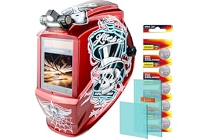 TRQWH Welding Helmet Auto Darkening Large Viewing True Color Solar Powered Welding Mask with 4 Arc Sensor Adjustable Wide Shade Range 4~5-8/9-13 Welder Mask with Grinding