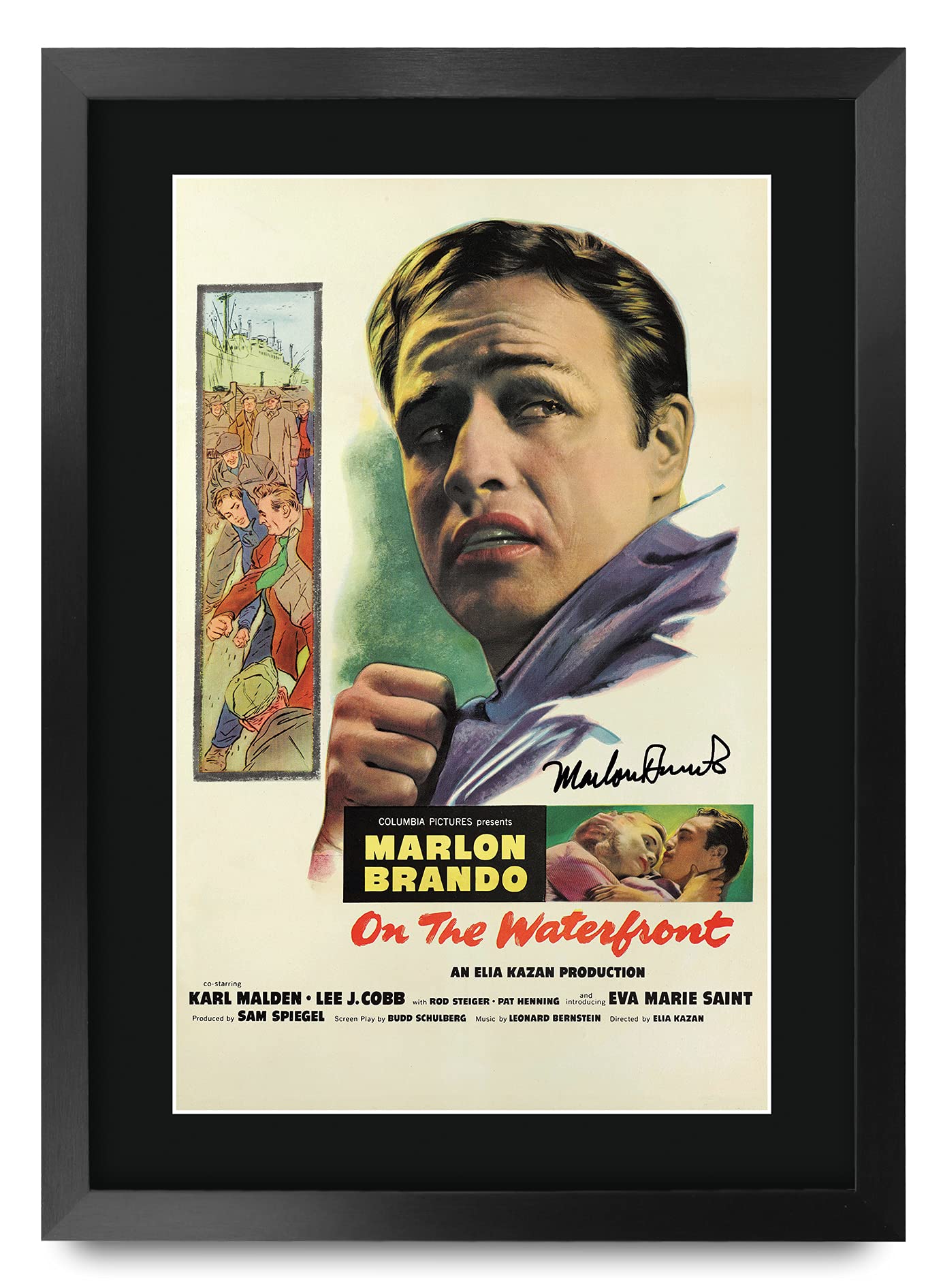 HWC Trading FR A3 On The Waterfront Marlon Brando Gifts Printed Poster Signed Autograph Picture for Movie Memorabilia Fans - A3 Framed