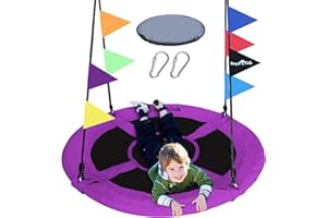 Royal Oak Saucer Tree Swing,Heavy Duty 1680D Oxford Fabric, Giant 40 Inches with Carabiners and Flags,700 lb Weight Capacity, Steel Frame,Waterproof, Easy Install Step by Step Instructions (Purple)