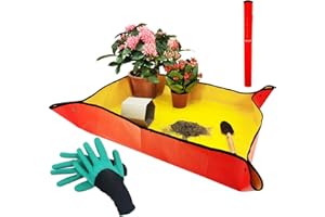 HEDGBOBO 39" x 31" Thickened Repotting Mat for Plant Transplanting and Potting Soil Mess Control Waterproof Tray, Succulent Pots Portable Gardening Mat, Protect Nail Gloves, Best Gifts for Gardeners