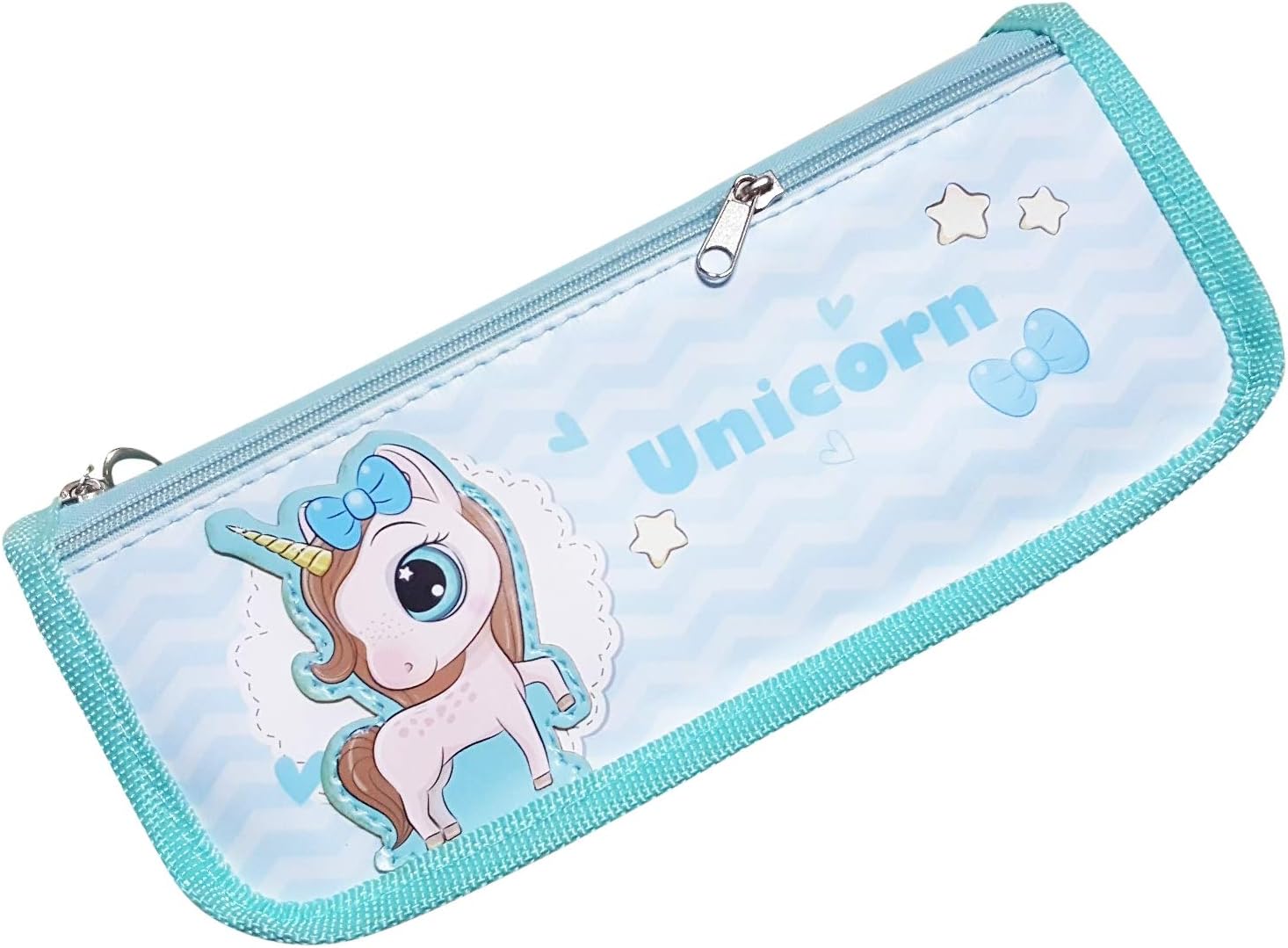 ONOTIC 3D Unicorn Multipurpose Organizer Pencil Pouch Stationary Pouch for Girls (Light Blue)