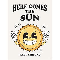 Retro Sun Poster Wall Art Print, Sunshine Cute Room Décor, Retro