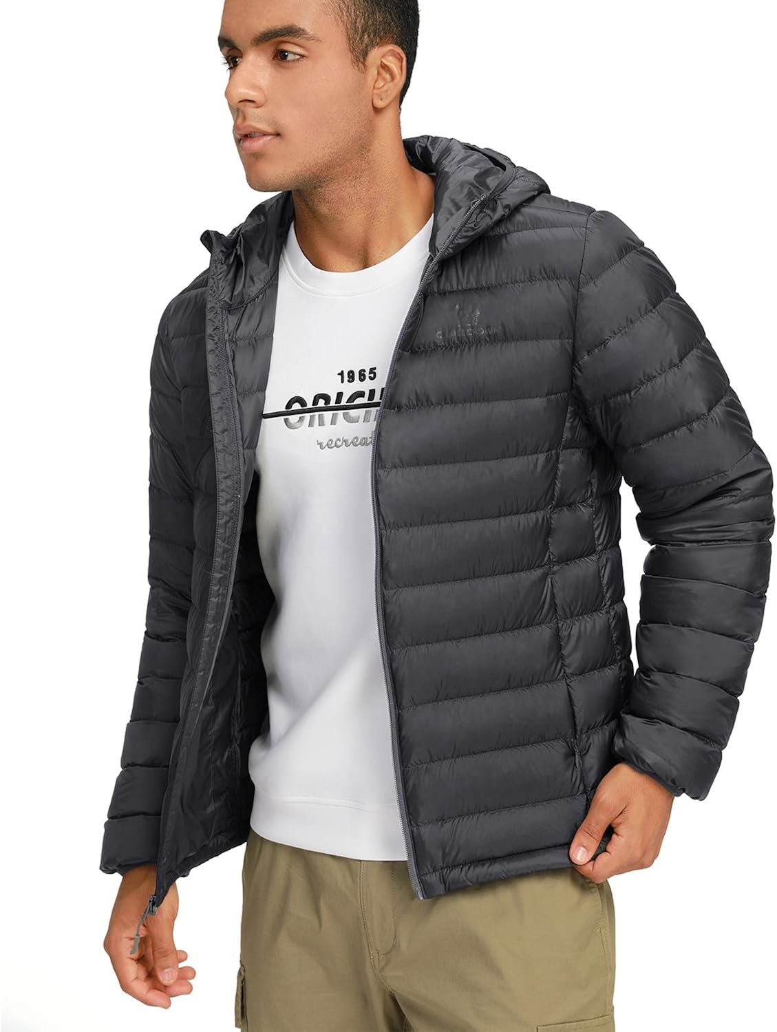 CAMEL CROWN Men's Packable Down Jacket Lightweight Insulated Hooded Winter Puffer Coat Water Resistant at  Men’s Clothing store