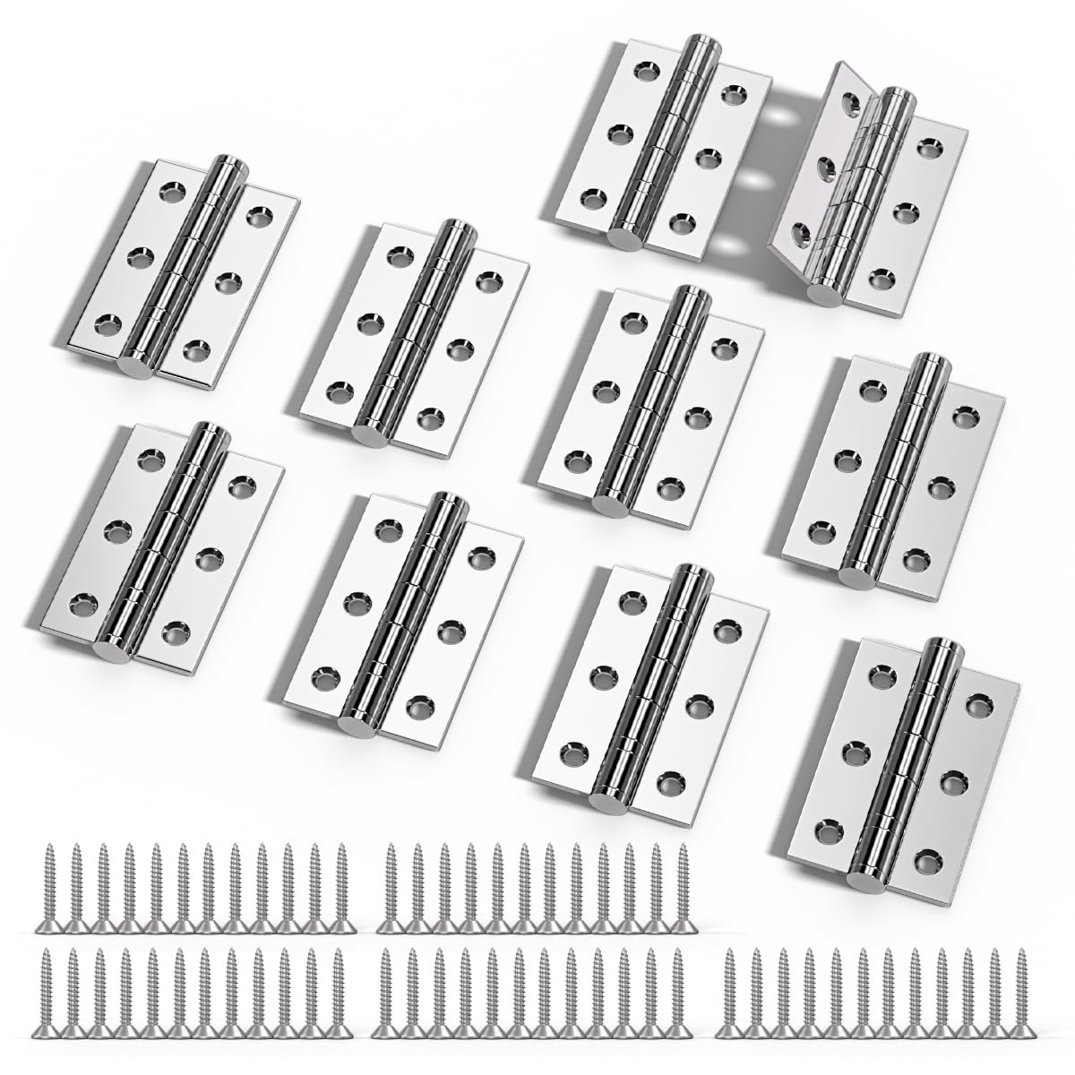 Bwintech 5 Pairs 75 x 50 x 2.0mm(3 inch) Polished Chrome Hinge for Fire Door, Steel Fire Rated Internal Door Hinges, Ball Bearing Hinge for Internal Use in Residential and Commercial Buildings