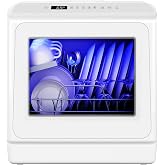 EUHOMY Countertop Dishwasher, 6 Programs, Dual Spray Arms for 30+ Items | 6-Program (Normal, ECO, Quick, Baby Care/Strong, Fruit, Dry), 360&deg; Coverage, 73h Ventilation, 40dB, 167&deg;F Wash for Rooms &amp; RV
