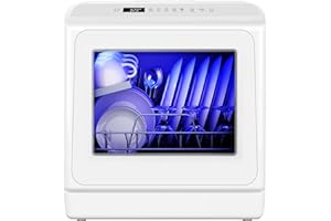 EUHOMY Countertop Dishwasher Portable with 6 Programs, 5L Built-in Water Tank for Apartments, 167℉ High-Temp, No Hookup Needed, Mini Dishwasher with Baby Care, Air Dry/Quick/ECO/Fruit/Normal, White
