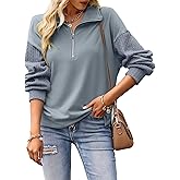 SHEWIN Womens Half Zip Sweatshirt Fall Loose High Neck Pullover Tops