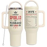 Valentine Gifts For Wife from Husband - Wife Tumbler 40Oz – Stainless Steel Insulated Travel Mug, “I Am Not Spoiled My Husband Just Loves Me” Cup, Gift for Birthday, Anniversary, or Christmas