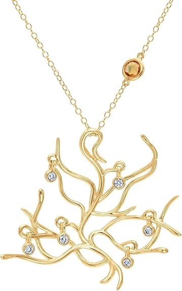 Enchanted Disney Fine Jewelry Belle's Tree of Life Necklace 1/6ctw