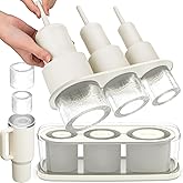 Ice Cube Tray for Tumbler Cup 30Oz-40Oz, 3 Pcs Silicone Cylinder Ice Mold with Lid and Bin for Freezer, Easy Fill and Release Ice Maker for Whiskey, Cocktail BPA-Free (White, 40Oz-Type2)