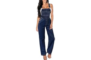 Hybrid & Company Womens Super Comfy Stretch Denim jumpsuit Pants Overalls