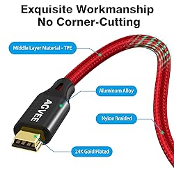 AGVEE 2 Pack 6ft Mini USB Cable, Braided Durable