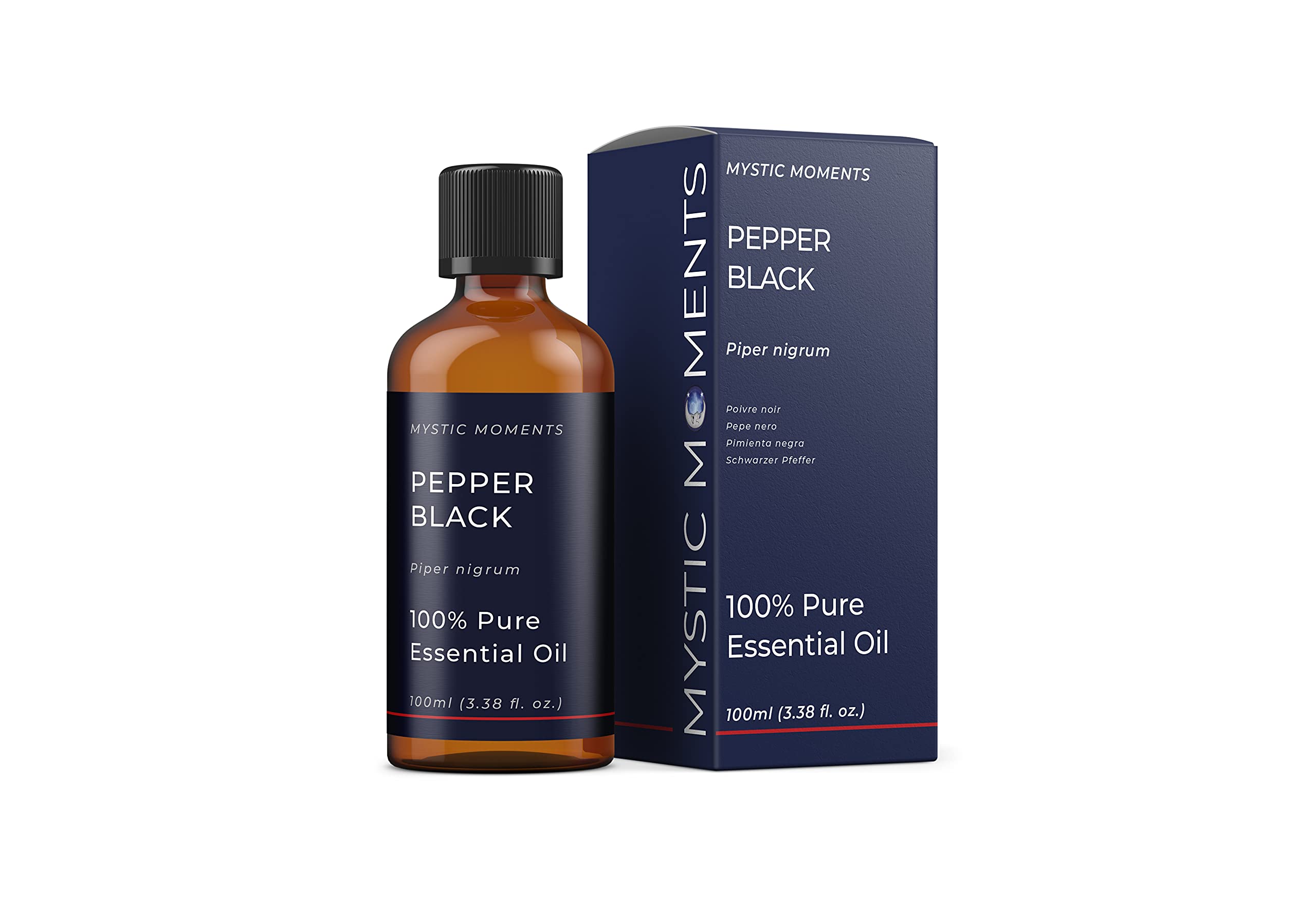Mystic Moments | Black Pepper Essential Oil (Piper nigrum) 100ml | Warm Spicy Woody Aroma for Energising Aromatherapy & Diffuser Blends | Vegan & Natural