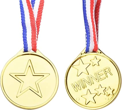 Onepine 24 Pieces Medailles Or En Plastique Medaille Pour Enfants Medailles Olympique Medailles Du Parti Amazon Fr Sports Et Loisirs