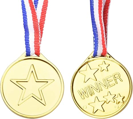Onepine 24 Pieces Medailles Or En Plastique Medaille Pour Enfants