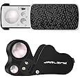JARLINK 2 Pack Jewelry Loupes, 30X 60X Illuminated Loupe Magnifier and Foldable Jewelry Magnifier with Bright LED Light for G