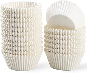 Caperci Standard White Cupcake Liners 500 Count, No Smell, Food Grade &amp; Grease-Proof Baking Cups Paper