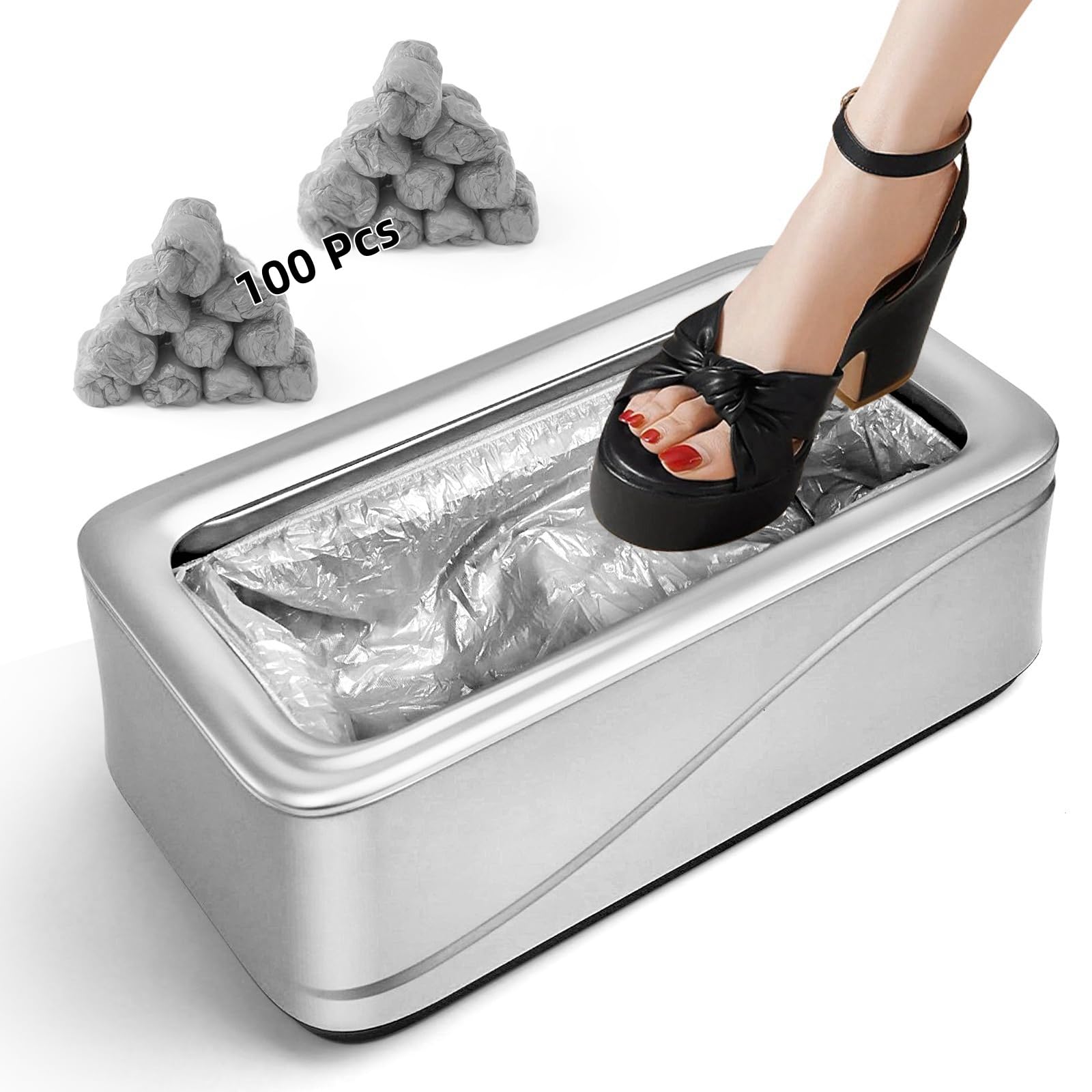 Photo 1 of Shoe Cover Dispenser New style Automatic Shoe Cover Machine with 100pcs Disposable Shoe Covers,Fits Most Shoes Size,Suitable for Home, Office,Factory,Laboratory(Silver)