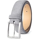 LEAODES LD Men's Belt Casual Genuine Leather Suede Belts for Men 1 3/8" Wide Elegant Golf Dress Belt