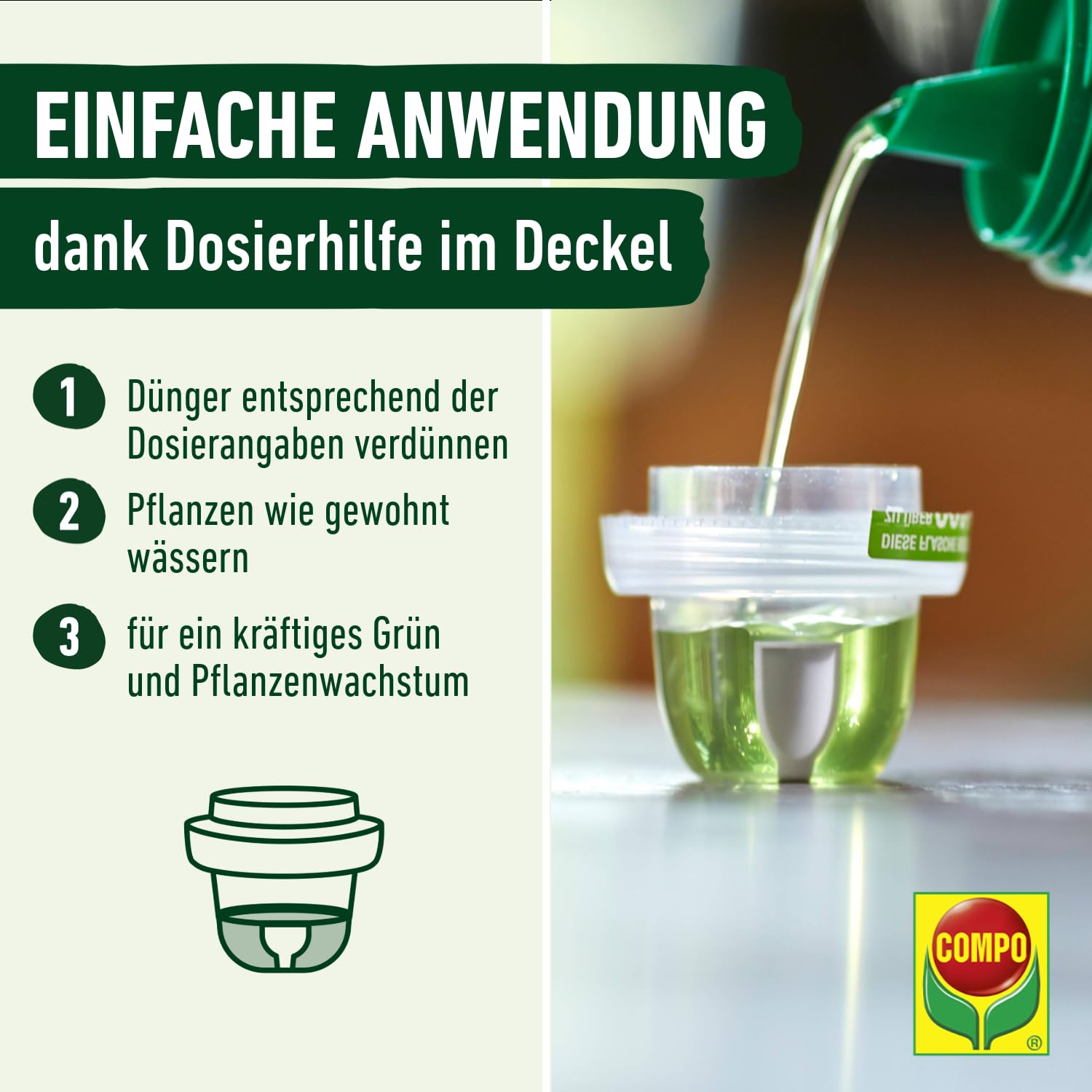 COMPO Grünpflanzendünger und Palmendünger – Spezial-Flüssigdünger für alle Zimmer-, Balkon- und Terrassenpflanzen – 1 Liter 4