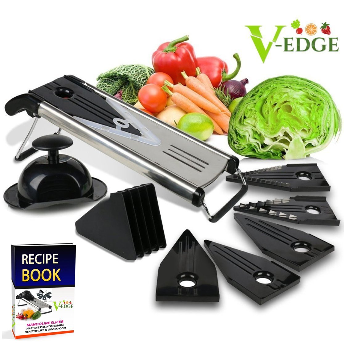 VEdge Mandoline Slicer + EBook V Blade Stainless Steel Mandoline