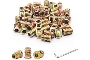 CZXNBI 1/4-20 Threaded Insert for Wood - 60pcs Nut Inserts for Furniture, with Hex Socket Drive(Bronze, 1/4"-20 x 15mm)