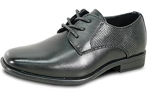 bravo! Boy Classic Slip On Loafer and Lace Up Oxford Dress Shoes Leather Lining Square Toe Black Brown