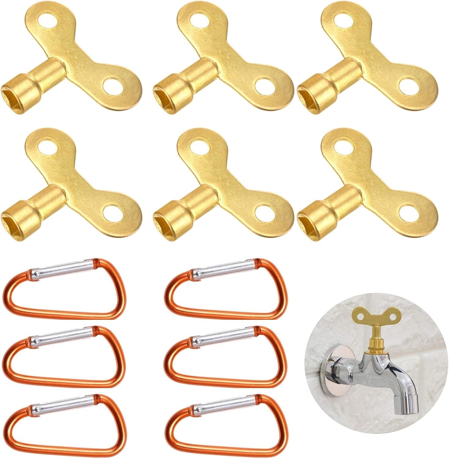 Chunky Radiator Key VEGCOO 6 Pieces Radiator Keys Solid Brass Radiator Bleed Key with 6 ...