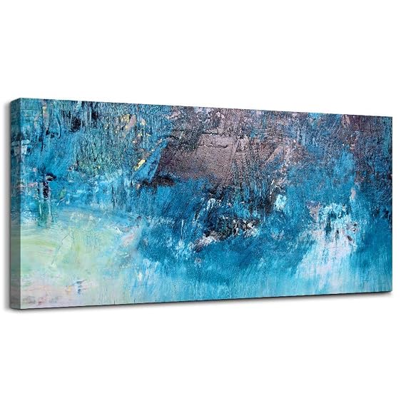 Blue Abstract Canvas Wall Art Picture Prints for Living Room Bedroom