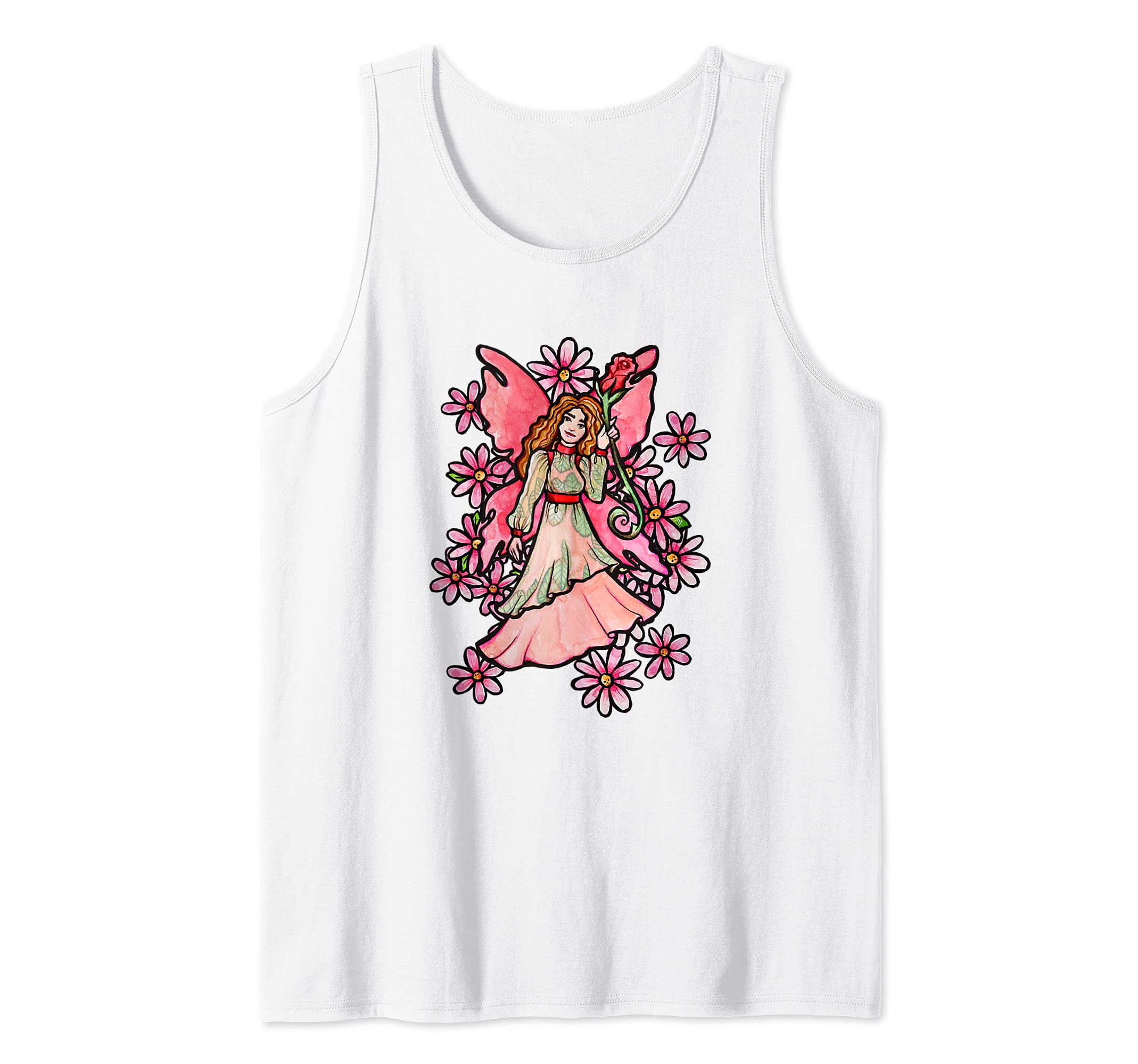 Cute Pink Fairy Garden Art Faerie Gardeners Tank Top