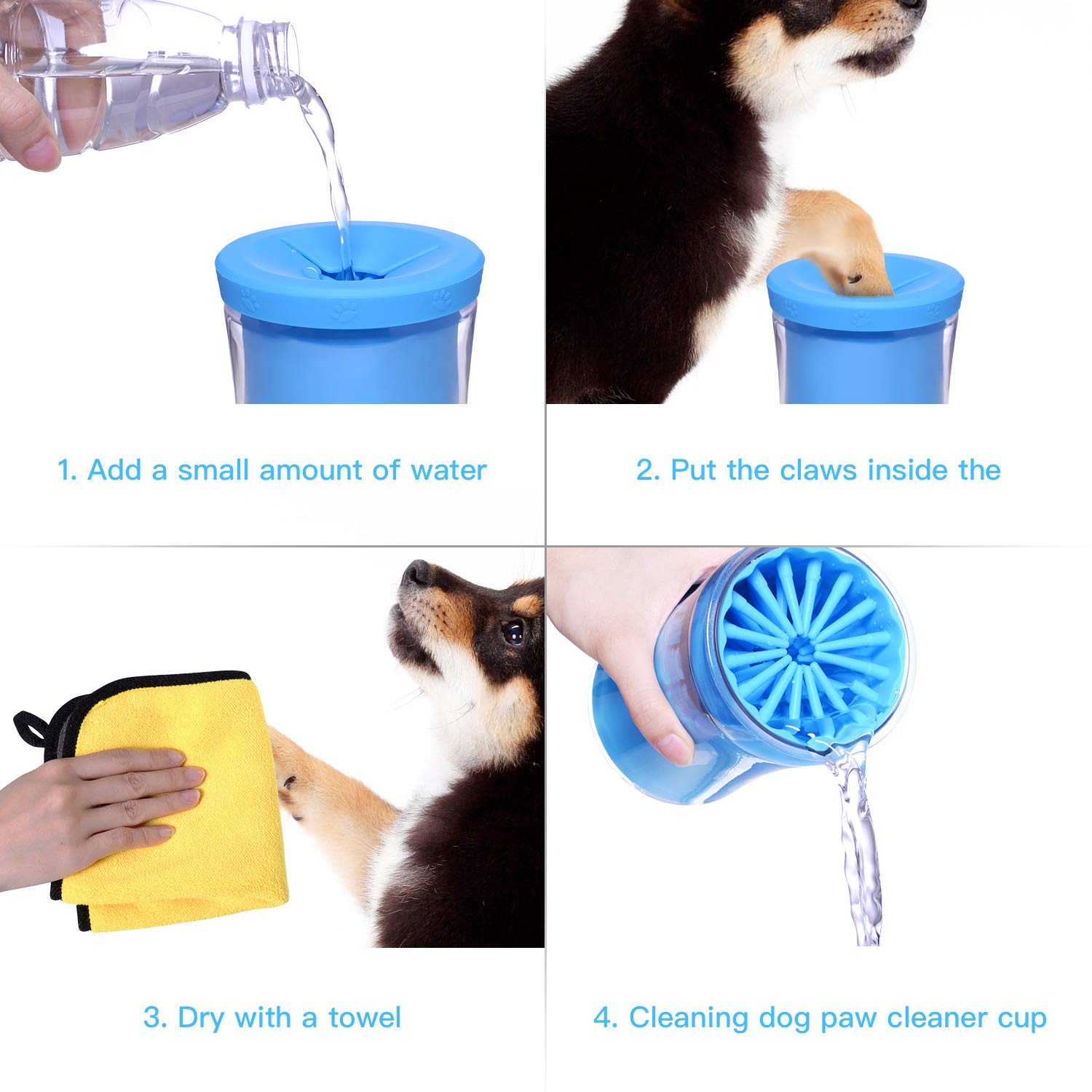 KISSIN Dog Paw Cleaner, Portable Silicone Brush Dog Paw Cleaning Cup for Dirty and Muddy Paw Cleaner-Suitable for Cat, Small and Medium Dogs