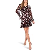 CeCe Women's Balloon Sleeve V-Neck Smocked Waist Dress