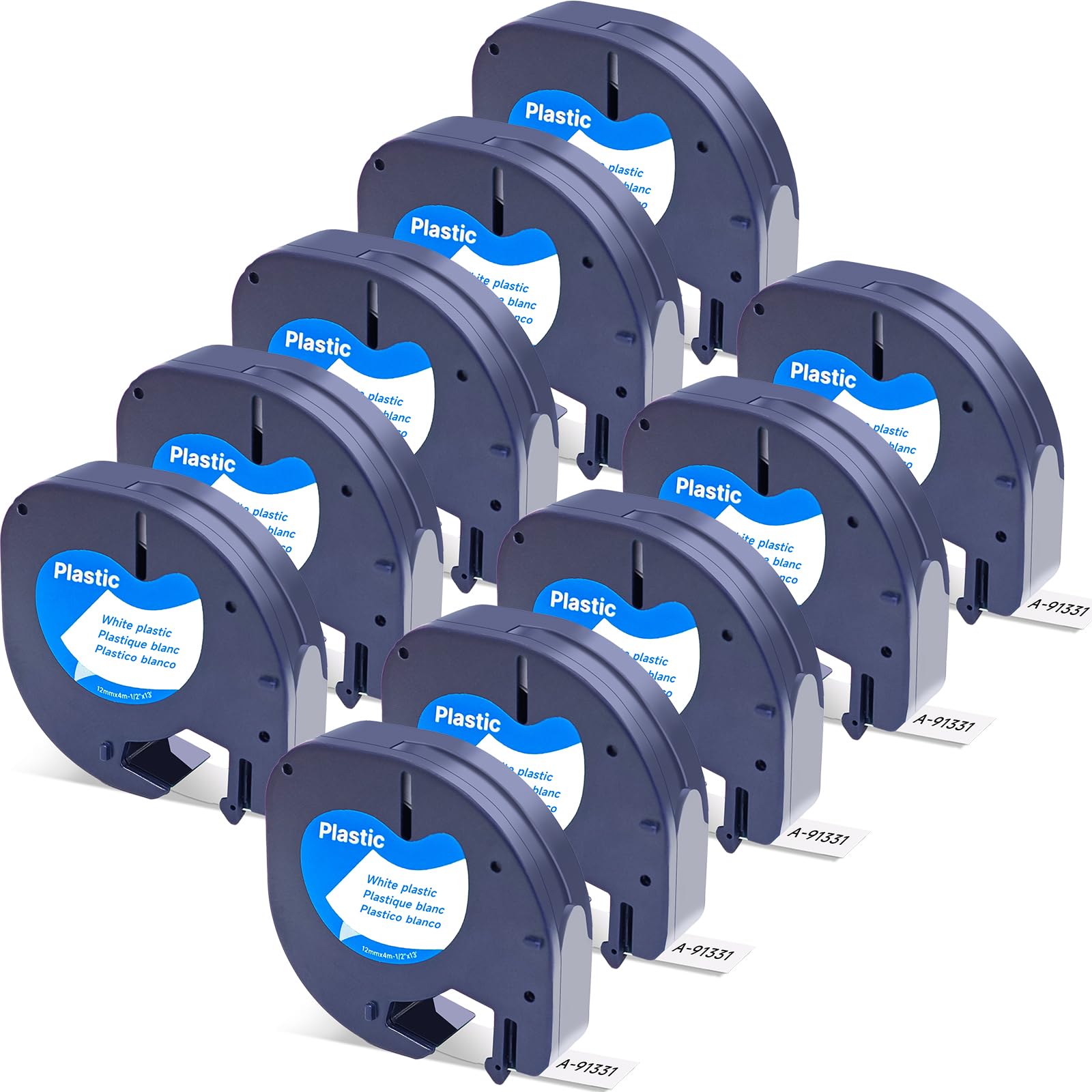 Photo 1 of Label Orison Letratag 91331 S0721610 Plastic Label Tape Refills Black on White Compatible with Dymo LT Label Maker Plus LT100T QX50,1/2 Inch X 13Feet (12mmx4m),10Pack